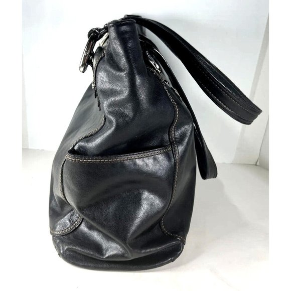 Fossil Black Faux Leather Tote Bag - Lightly Distressed - Picture 7 of 16